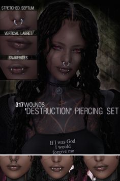 an animated image of a woman with red eyes and piercings