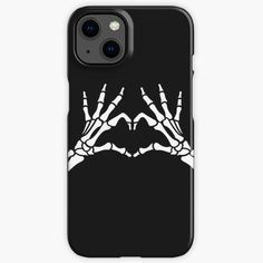 a black and white iphone case with two hands on it