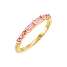 Color Play Stackable Ring Gemstones: Pink Tourmaline, Pink Topaz, Garnet Rhodolite Shank Base Width: 2mm Shank Base Thickness: 2mm Top Height: 2.6mm Available Metals: 10KY, 10KR, 10KW, 14KY, 14KR, 14KW, 18KY, 18KR, 18KW, Platinum Please allow up to 3 weeks for item to ship. For rush order requests, please message shop directly. This item is custom made to order. It is FINAL SALE and not eligible for returns or exchanges. If you have any questions about this item, please message me directly prior Pink 14k Gold Stackable Rings, Pink 14k Gold Baguette Cut Jewelry, Formal Pink Stackable Rings Fine Jewelry, Pink Stackable Rings For Formal Occasions, Classic Pink Half Eternity Jewelry, Pink Stackable Jewelry For Formal Occasions, 14k Gold Pink Half Eternity Ring, Pink 14k Gold Half Eternity Ring, Platinum Earrings