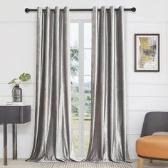 PRICES MAY VARY. PACKAGE INCLUDING:2 panels of W52" x L108" (132cm x 274cm) with 8 silver anti-rust grommets (1.6 inch inner diameter) LUXURY VELVET CURTAINS:Curtains are made of soft luxury thick velvet fabric, with smooth touch feeling and beautiful drape sense. curtains can bring more luxurious look to the home and suitable for decoration. BLACK OUT:These classic velvet blackout curtains block out 70-80% sunlight and UV rays ,fabric can block most of sunlight but allow the gentle light enters Silver Grey Curtains, Silver Living Room Decor, Grey Velvet Curtains, Block Out Curtains, Silver Living Room, Silver Curtains, Gold Curtains, Curtains For Bedroom, Grey Curtains