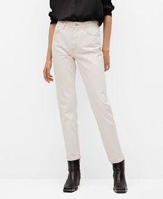 High-waisted jeans always come in handy to style into various versatile looks and these cotton mom-fit jeans by Mango are perfect to do that. They are high-waisted and cut in a straight design.| Five pockets| Zip and one button fastening| Loops on the waist| Imported| | Size & Fit Mom Fit Jeans, Mens Clothing Store, Jeans White, Jeans Online, Jeans Shop, High Waist Jeans, Fit Jeans, Jeans Fit, Clothing Store