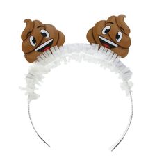 an animal headband with two faces on it's ears and one has eyes