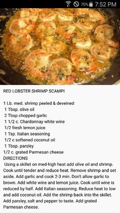 the recipe for shrimp is shown in an image