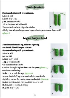 instructions to crochet an origami frog