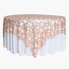 Sequin Vine Table Overlay Topper 90x90 Square - Blush/Rose Gold 120 Round Tablecloth, Sequin Table, Table Overlays, Flower Wall Backdrop, Flower Panels, Pipe And Drape, Rose Gold Sequin, Blush Rose, Wall Backdrops