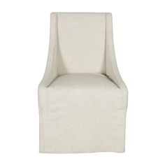 an upholstered white chair on a white background