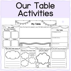 the printable worksheet for our table activities