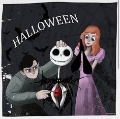 a couple dressed up as jack and sally from the nightmare