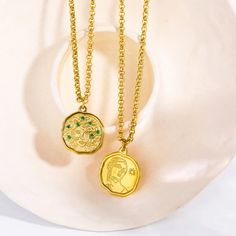 This Gold Medusa Necklace (& others) symbolizes love, strength, and positivity! Perfect gift for yourself or any of your loved ones. ✦ WHY YOU'LL LOVE IT: 🪙 Gold/stainless steel necklace ✨ Symbolizes powerful emotions/traits 🎁 Unique gift idea What Does Each Style Represent? Aphrodite - Love & Beauty Gaia - Earth, mother of all creation Medusa - Strength, love, positivity Circe - Beauty, sorceress Athena - Wisdom & Courage ✦ PRODUCT DETAILS: * Pendant Size: 2 Centimeters // 0.8 Inches * Chain Length: 45 Centimeters // 18 Inches * All our work is custom-made by hand with love 💖 ✦ FREE SHIPPING + 15% OFF (4-9 Days) --- Do you love this item and want to buy it later? Just click on the heart-shaped icon to your right to add it to your favorites. If you have any questions or special requests Medusa Necklace, Hammered Pendant, God Goddess, Earth Mother, Wear Store, Ancient Symbols, Environmental Friendly, Love Is Free, Keep Jewelry