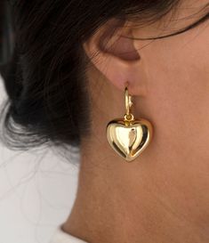 Heart size: 1.07'' x 0.99'' or 27.2mm x 25mm Hoop size: 0.77'' or 19.7mm Description: 3D puff heart hoop earrings. Gold and silver plated. Shipping details: 1 business day, priority shipping is an option. All items come shipped in a protective jewelry box. Returns and exchanges have a 30 day policy. Check out my shop for more items:  https://www.etsy.com/shop/TenthRealmJewelry Please message me with any questions or concerns you may have, I'll respond instantly! Thank you for checking out my shop, enjoy! :) 3d Hearts, Hoop Earrings Big, Heart Hoop Earrings, Earrings Big, 3d Heart, Puffed Heart, Hoop Earrings Gold, Dangle Charms, Big Heart