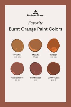 the burnt orange paint colors are shown in different shades