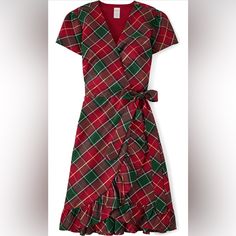 Gymboree Adult Christmas Red And Green Plaid Wrap Dress. Size Small. New, Washed But Never Worn. Didn’t Fit Me Right. Mandy Moore Promoted. Beautiful Features Like 100% Polyester Taffeta, Fully Lined In Polyester Satin, Wrap Front With Hook-And-Bar Closure, V-Neck, Short Sleeves, Self-Tie Belt At Waist. Ruffle Hem And Below-The-Knee Length Fitted Plaid Dress For Holiday, Fitted Plaid Holiday Dress, Plaid Dress For Christmas Holiday, Short Sleeve Christmas Holiday Dress, Short Sleeve Holiday Dresses For Christmas, Red Short Sleeve Holiday Dress, Plaid Dress Holiday, Plaid Wrap Dress, Cobalt Dress