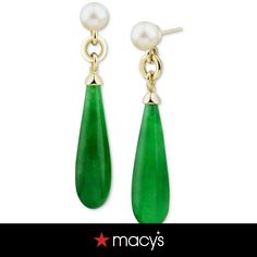 in stock Elegant Green Macy's Jewelry, Fine Jewellery Earrings, Gold Plated Sterling Silver, Freshwater Pearls, Jade, Jewelry Watches, Gold Plate, In Store, Fine Jewelry