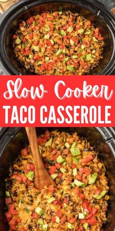 slow cooker taco casserole in a crock pot