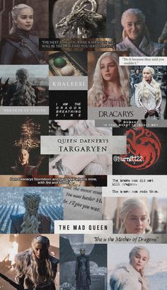 a collage of game of thrones characters and their roles in the movie series