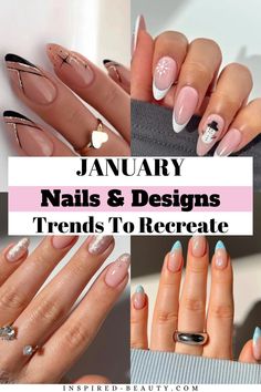 manies and designs to recreat for january, including the words january nails & designs