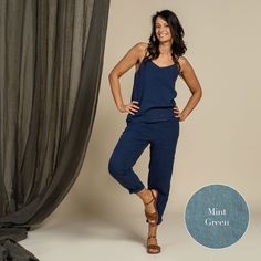 Set includes Kim slip top & Dakota high-rise pants. Getting dressed is hard, but with this easy to throw on two-piece set of our Dakota pants and Kim slip top might just be the thing you need. Crafted from naturally temperature-regulating and incredibly luxurious against the skin 100% Linen, this matching co-ord is pretty much designed to be worn as it is, which is what makes them easy to style. Our slip top has a delicate v-neckline and is cut in slight flare shape to be worn floaty. As for the Blue Linen Trousers, Dinner Party Outfits, Quoi Porter, Slip Top, Chic Sandals, Getting Dressed, Trouser Style, High Rise Pants, Linen Blouse