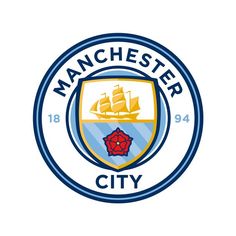 the logo for manchester city is shown in green and blue with an image of a ship on