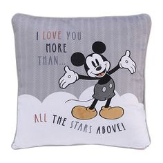 a mickey mouse pillow that says i love you more than all the stars above