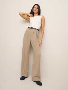 Mason Pant - Long | Reformation Mason Pant, Portugal Vacation, Jumpsuit Trousers, High Rise Pants, Petite Women, Linen Pants, Style Board, Capsule Wardrobe, Leg Pants