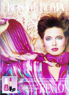 Revlon Rosa di Roma 1982 Revlon Lip, Beauty Ads, Makeup Ads, Isabella Rossellini, Retro Makeup, Magical Makeup