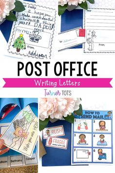 post office writing letters with flowers and pictures