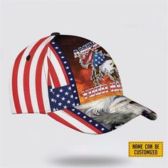 Veterans Baseball Caps Eagle Flag America Picture, Personalized Name Military, Custom Army Cap, Gifts For Military Personnel – Excoolent The Baseball Cap is the ultimate accessory for sporty style and sun protection. Crafted with both fashion and function in mind, it features a classic design that complements various outfits. Made from high-quality materials, it offers... Patriotic Adjustable Baseball Cap For Outdoor, Patriotic Snapback Sports Hat, Patriotic Sports Hats One Size, Patriotic Sports Hats One Size Fits Most, Patriotic Flat Bill Sports Hat, Trucker Baseball Cap With Visor For Sports Events, Adjustable Patriotic Hats For Sports Events, Patriotic Snapback Baseball Cap For Sports, Adjustable Patriotic Hat For Sports Events