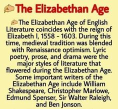 the elizabeth age of english literature