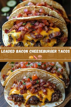 loaded bacon cheeseburger tacos are ready to be eaten