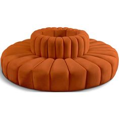 an orange round shaped chair on a white background