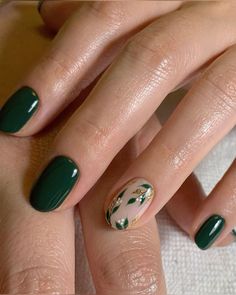 Green Nail Art, Simple Fall Nails, Fake Nails Designs, Nails Yellow, Nagel Tips, Simple Gel Nails, Makijaż Smokey Eye