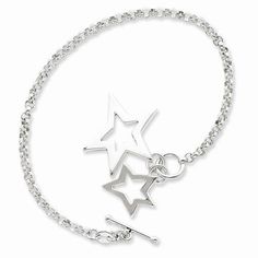 Sterling Silver Fancy Stars Bracelet Stars Bracelet, Bracelet Metal, Star Bracelet, Star Jewelry, Charms And Charm Bracelets, Silver Bangle Bracelets, Diamond Bracelets, Designer Jewelry, Gifts For Teens