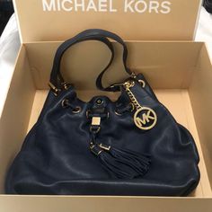 Great Condition, From My Personal Closet. Never Used. Elegant Michael Kors Blue Bag, Elegant Blue Michael Kors Bag, Elegant Navy Shoulder Bag With Handle Drop, Luxury Blue Michael Kors Shoulder Bag, Michael Kors Blue Evening Bag, Formal Blue Michael Kors Bags, Lv Mini Backpack, Micheal Kors Handbag, Lv Neverfull Mm