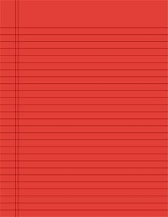 a red sheet of paper with lines on the bottom, and one line in the middle