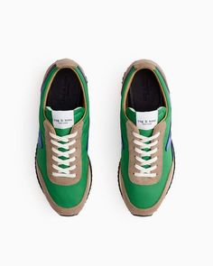 Our take on a classic, old-school trainer. Uppers are made from 100% recycled plastic bottles, trimmed in leather, lined in cotton with a molded footbed and rubber outsole. rag & bone Women's Leather And Recycled Materials Sneaker | Lime, 39.5 (also in 35,36,36.5,37,37.5) Green Low-top Sneakers With Rubber Heel Cap, Casual Sneakers With Gum Sole And Recycled Rubber, Casual Nylon Sneakers With Contrast Sole, Green Casual Sneakers With Rubber Heel Cap, Casual Nylon Sneakers For Walking, Casual Sneakers With Gum Sole For Errands, Nylon Sneakers With Rubber Sole For Walking, Sporty Green Sneakers For Walking, Green Sporty Sneakers For Walking