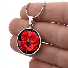 August Birth Flower, Poppy Necklace, Birth Flower Necklace, August Birthday, Birthday Gift For Women, Necklace Red, Red Poppy, Saint Petersburg, Birth Flower