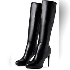 Brand New Never Used. Very Comfortable And Chic To Any Weather!! A Must Have!! Elegant Synthetic Heeled Boots With Round Toe, Elegant High Ankle Synthetic Boots, Tall Black Boots With Round Toe, Classic Black Knee-high Heels, Elegant Black Boots With Round Toe, Shoe Closet, Nine West Shoes, Platform Boots, Shoes Heels Boots