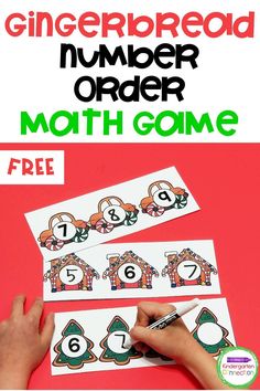 gingerbread number order math game for kids to practice numbers and counting with free printables