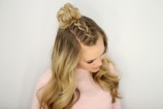 Mohawk Braid Top Knot Braided Top Knots, Top Knot Hairstyles, School Hair, Hairstyles For Girls, Back To School Hairstyles, School Hairstyles, Long Blonde