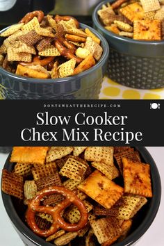 slow cooker chex mix recipe with pretzels and pretzel crackers