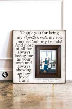 a photo frame with the words i thank you for being my grandparents and my friends