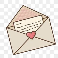 an open envelope with a heart on the inside, transparent background png and psd