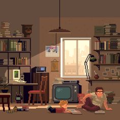 Days with dad on Behance 2d Pixel Art, Art Puns, Piskel Art, Isometric Drawing, Pixel Art Background, Pixel Animation, Arte 8 Bits, 8bit Art, Cool Pixel Art