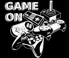 a t - shirt that says game on with two video game controllers