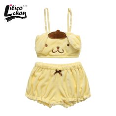 Shorts Pjs, Cute Tube Tops, Kawaii Pajamas, Tube Top And Shorts, Cartoon Cosplay, Sweet Dog, Dog Ears, Pyjamas Set, Bloomers Shorts