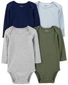 Multi Baby 4-Pack Long-Sleeve Bodysuits | oshkosh.com Body Verde, Carters Size Chart, Body Manga Longa, Carters Baby Boys, Carters Baby, Boys Set, Boys Long Sleeve, Girls Long Sleeve, Long Sleeve Bodysuit