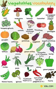 an illustrated poster with vegetables and their names