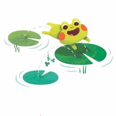 a cartoon frog is sitting on top of a lily pad