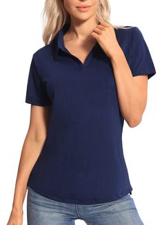 PRICES MAY VARY. 【LIGHTWEIGHT & BREATHABLE FEATURES】 Crafted from breathable, moisture-wicking pique fabric, our women's polo shirt ensures optimal comfort, feeling cooler than cotton, and providing relief from hot flashes. Stay dry and comfortable during intense physical activity effortlessly. 【SUN PROTECTION】 With a UPF of 50, our ladies' golf shirt offers superior protection against the sun's harmful rays, perfect for any outdoor activity, be it golf, tennis, or anything in between. 【DESIGN F Short Sleeve Collared Shirt, Womens Golf Shirts, Tennis Tops, Pique Fabric, Hot Flashes, Physical Activity, Polo Shirt Women, Outdoor Activity, Golf Polo Shirts