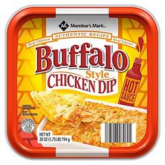 a container of buffalo style chicken dip